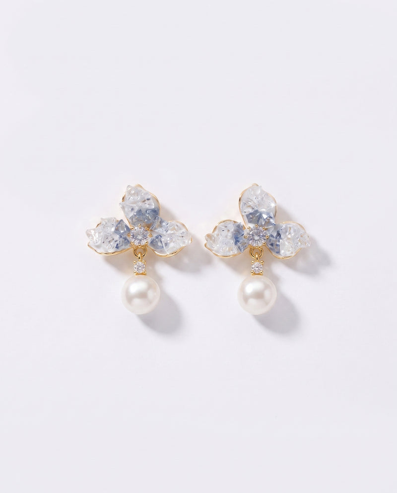 Blue Petal Pearl Studs