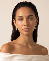 Oval Crystal Pearl Drops freshwater pearl earring front view, both earrings