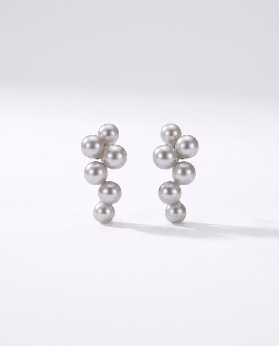 Grey Pearl Climber Studs freshwater pearl earring on a clean white background